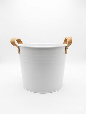 White Metal Farmhouse Decorative Storage Basket